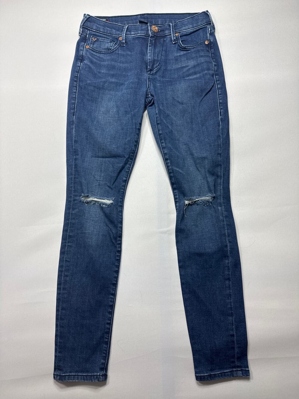True Religion Women's Halle Mid Rise Super‎ Skinny Blue Jeans - Size 26 (27x28)*